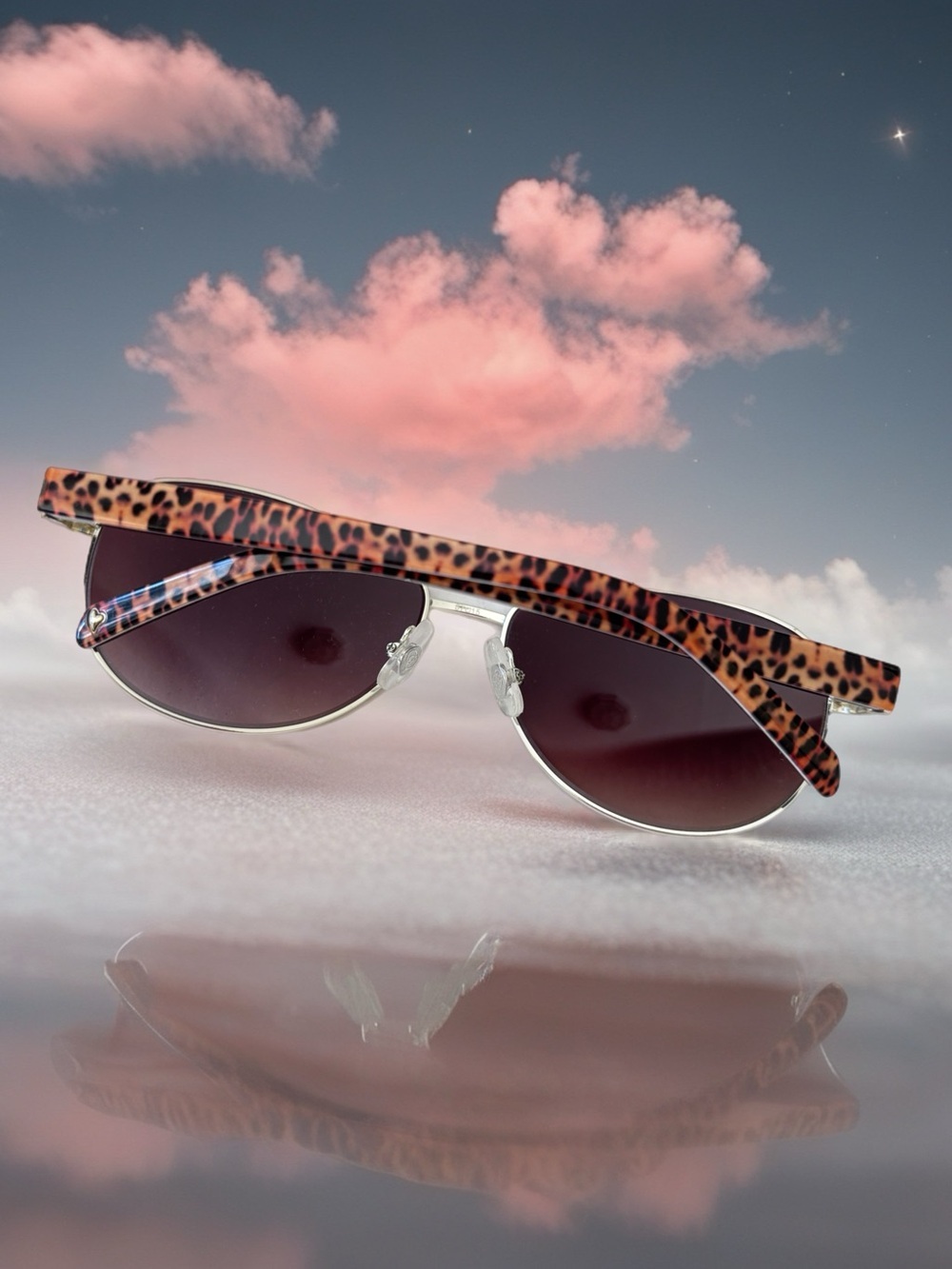 Brighton Sugar Shack aviator sunglasses featuring leopard print along the temple